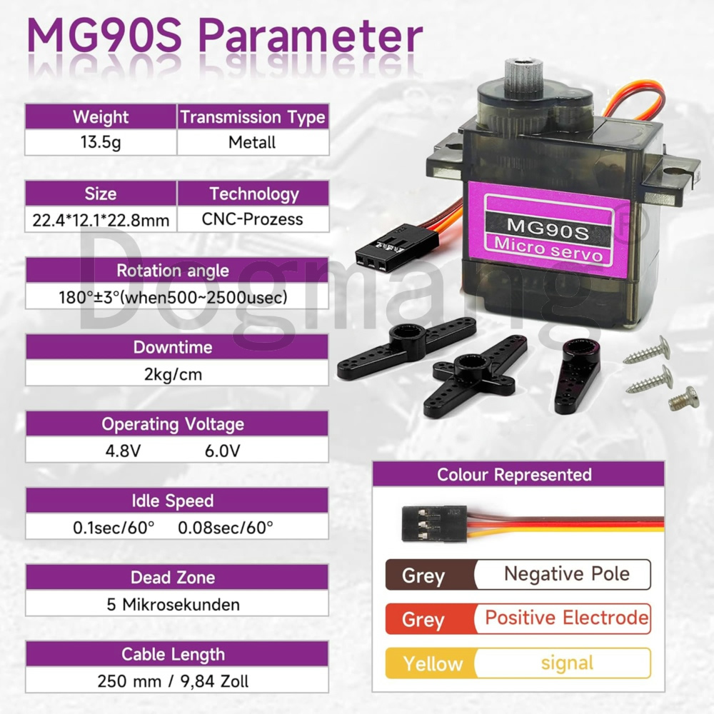 MG90S Servo 1/2/4/10/20/50 piè - Servo Metal Gear avis et prix