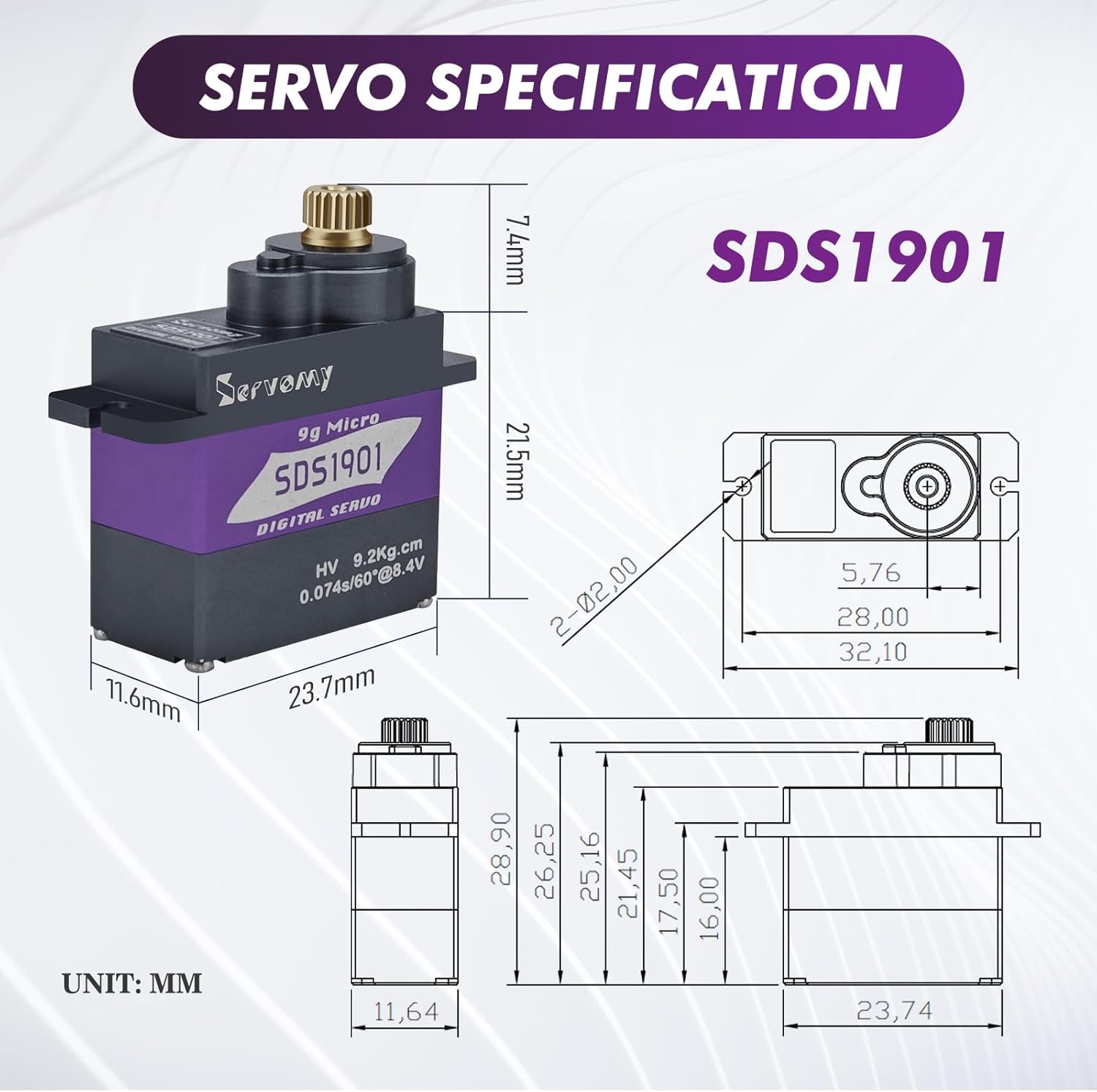 SERVOMY-SDS1901 numérique 9G M - Servo Metal Gear avis et prix
